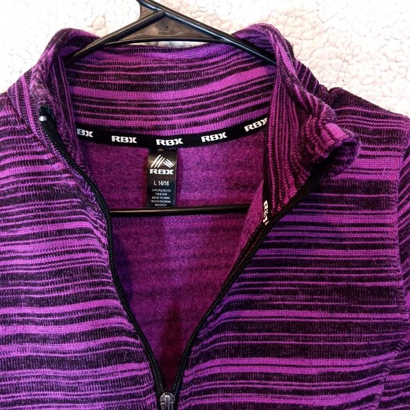 Reebok RBK Jacket Womens Large 14-16 Black Pink Stripe Zip-Up Sweater Jacket - Picture 4 of 15